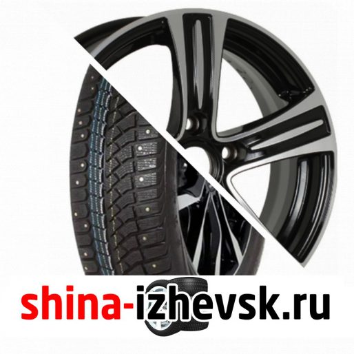 Колесо в сборе Viatti Brina Nordico (V-522) 185/55 R15 T 82 + iFree S.U. 6xR15 5×112 ET43 DIA66.6 Чёрный глянцевый с полированной лицевой частью в Ижевске